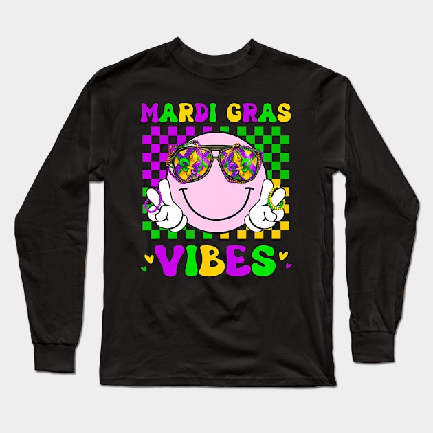 Retro Mardi Gras  New Orleans Men Women Kids Long Sleeve T-Shirt by BeliefPrint Studio